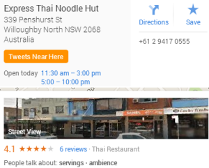 Thai Noodle Hut location